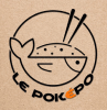 Logo de Le Poképo, représentant un poisson stylisé avec des baguettes, symbole de la cuisine de poké, en lien avec les options de restauration à Laval.