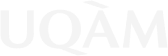 Logo de l'Université du Québec à Montréal (UQAM) en blanc, représentant une institution d'enseignement supérieur à proximité d'Espace Montmorency, un stationnement sécurisé à Laval.